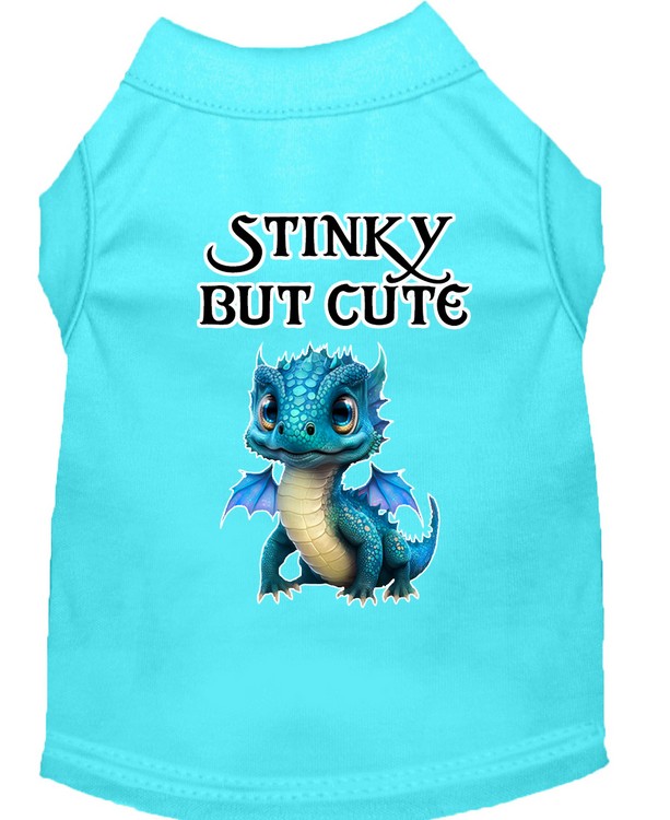 Stinky but Cute Dragon Screen Print Dog Shirt Aqua Med (12)